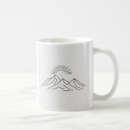 Café Taza de arte de línea Minimalista Montaña Amanecer