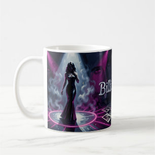 Café Taza de arte de misterio de femme fatale de neón