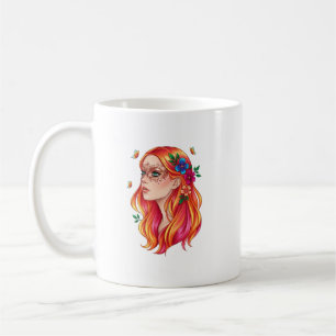 Café Taza de arte de niña enmascarada mística -