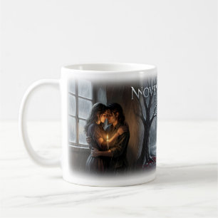 Café Taza de arte de romance melancólico de lluvia de n