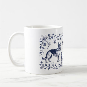 Café Taza de arte elegante de pastor alemán – Floral az