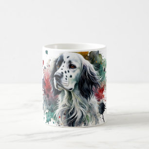 Café Taza de arte en acuarela del elegante Setter inglé