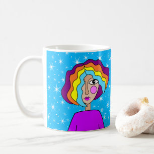 Café Taza de arte estilizado de rostro abstracto