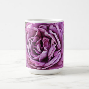 Café Taza de arte floral Rosa Púrpura