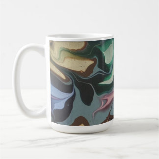 Café Taza de arte fluido Oliva y Esmeralda Swirl