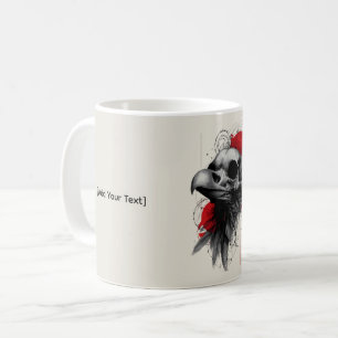 Café Taza de arte gótico grunge con cráneo de cuervo os