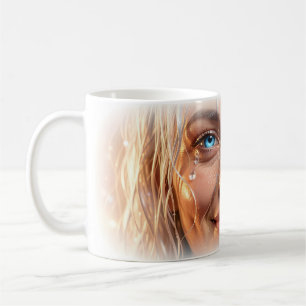 Café Taza de arte Lágrimas de esperanza con ojos azules