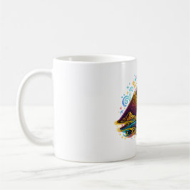 Café Taza de arte lineal de las pirámides de Giza Neon