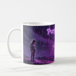 Café Taza de arte Lluvia Morada Tormenta Violeta Bajo l