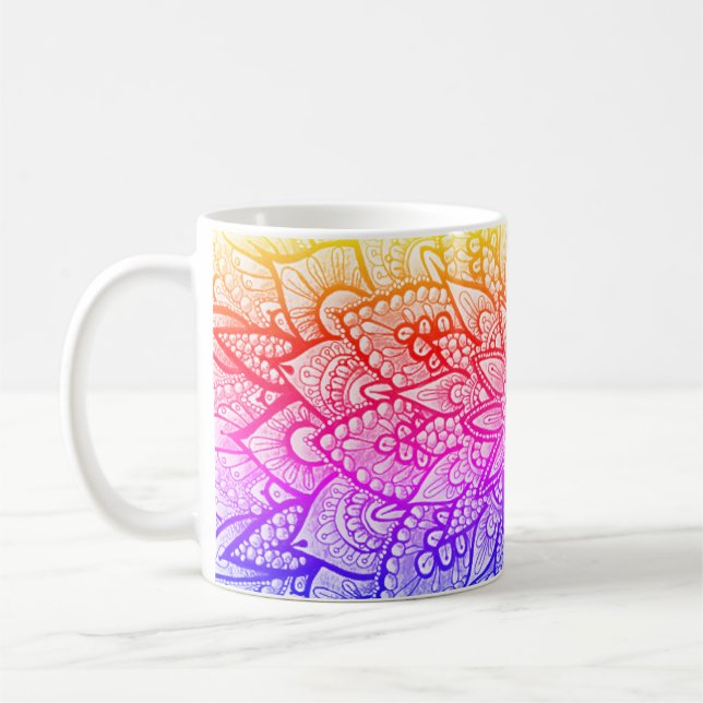 Café Taza de arte original con diseño de mandala multic (Izquierda)