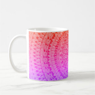 Café Taza de arte original de mandala multicolor