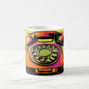Café Taza de arte pop de teléfono retro giratorio Color