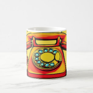 Café Taza de arte pop de teléfono retro giratorio Color