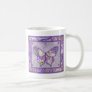 Café Taza de arte popular con edredón de mariposa