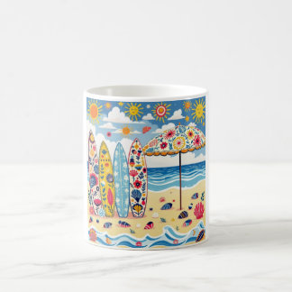 Café Taza de arte popular de tabla de surf