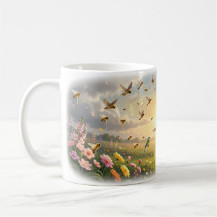 Café Taza de arte sinfonía de pájaros cantores de prade
