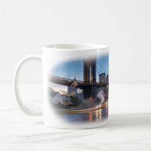 Café Taza de arte urbano con titulares de Brooklyn al a