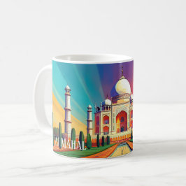 Café Taza de arte Vibrante Amanecer en el Taj Mahal