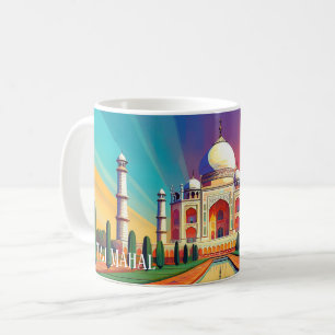 Café Taza de arte Vibrante Amanecer en el Taj Mahal