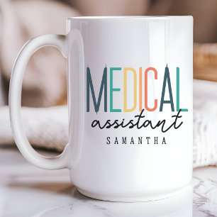 Café Taza de asistente médico con nombre personalizado,
