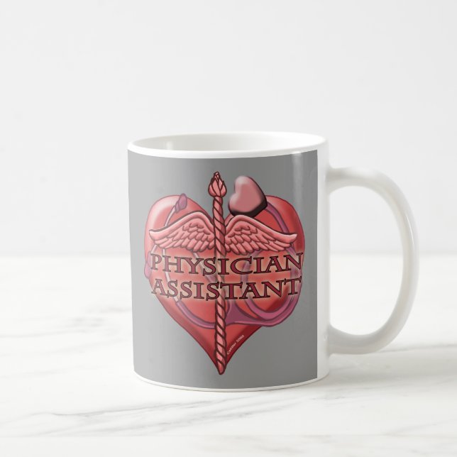 Café Taza de Asistente Médico Corazón Caduceo (Derecha)