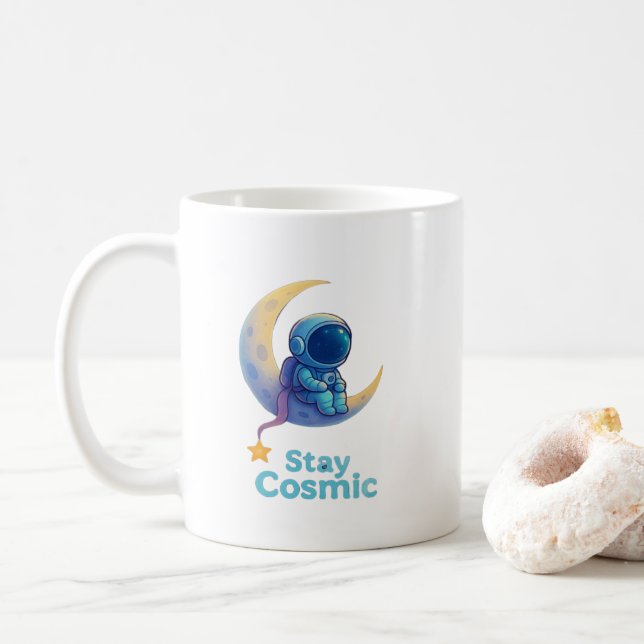 Café Taza de astronauta en la luna – Regalo espacial có (Con donut)