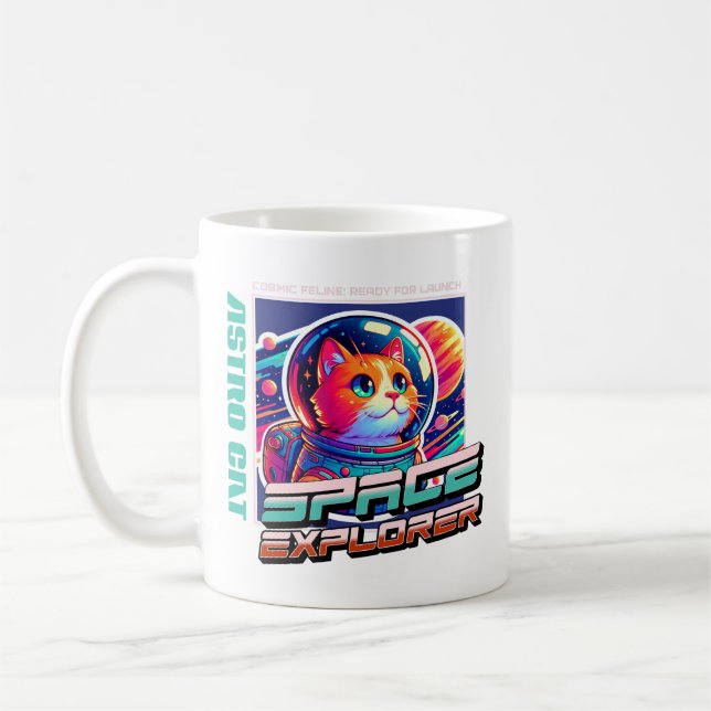 Café Taza de astronauta gato cósmico (Izquierda)