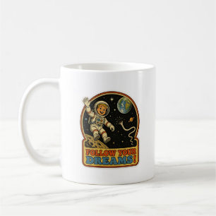 Café Taza de Astronauta Retro Adorable Sigue tus Sueños