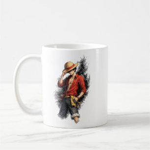 Café Taza de aventuras de sombrero de paja acuarela