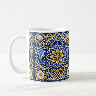 Café Taza de azulejo de arco de cobalto
