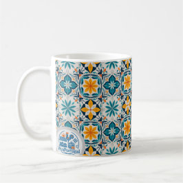 Café Taza de Azulejo Portugués – Patrón de Baldosas Tra