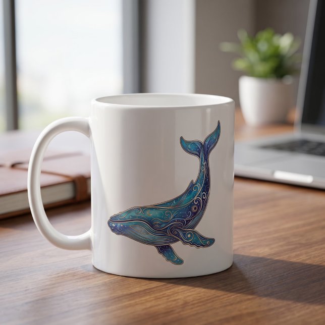 Café Taza de ballena celestial, arte de línea de lujo (Subido por el creador)