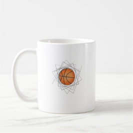 Café Taza de baloncesto con marco geométrico moderno