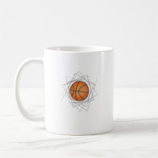 Café Taza de baloncesto con marco geométrico moderno