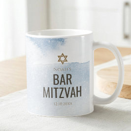 Café Taza de Bar Mitzvah con Acuarela de Azul Polvorien