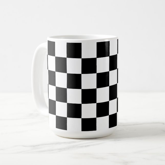 Café Taza de barrido negro y blanco retro (Anverso izquierdo)