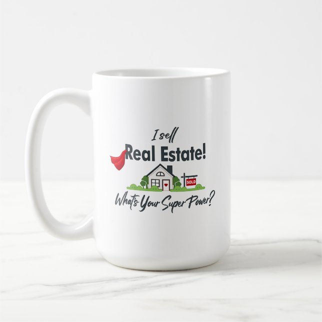 Café Taza de bienes raíces Superpoder de agente inmobil (Izquierda)