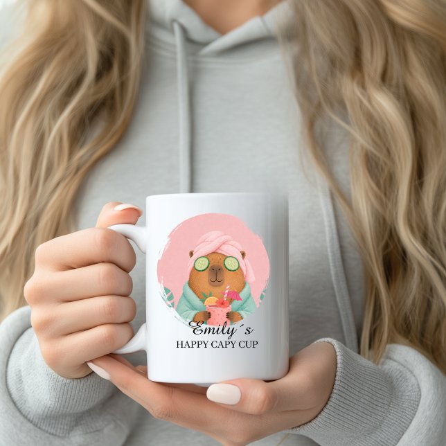 Café Taza de bienestar personalizada para capybara con  (Custom Wellness Capybara Mug with Name)