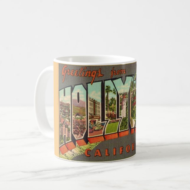 Café Taza de bienvenida Retro Hollywood CA (Anverso izquierdo)