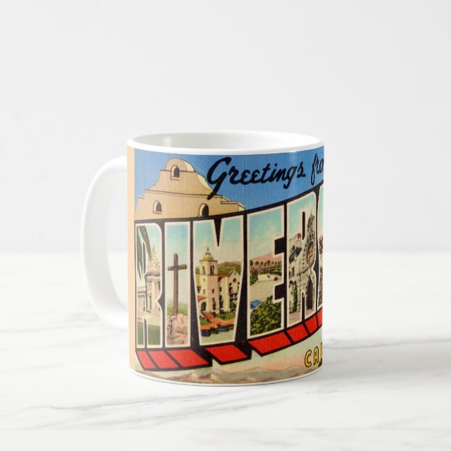 Café Taza de bienvenida retro Riverside California (Anverso izquierdo)