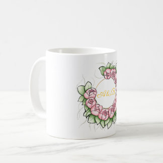 Café Taza de boda con corona de peonía minimalista - Pe
