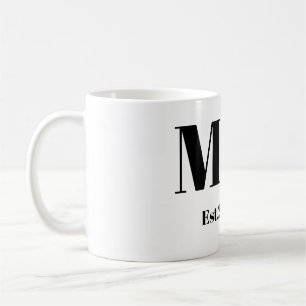 Café Taza de boda con monograma cursivo elegante M & K