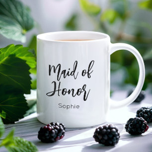 Café Taza de boda negra y blanca de dama de honor