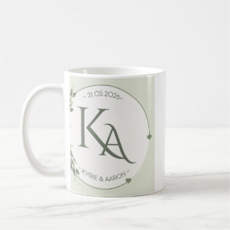 Café Taza de boda personalizada con iniciales y fecha d