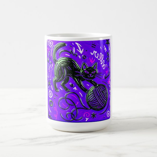 Café Taza de bola de hilo de gato negro (Centro)