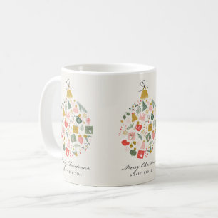 Café Taza de bolas de Navidad vintage