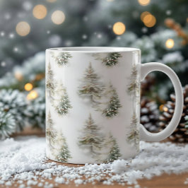Café Taza de bosque de pino acuarela - Taza de té para 
