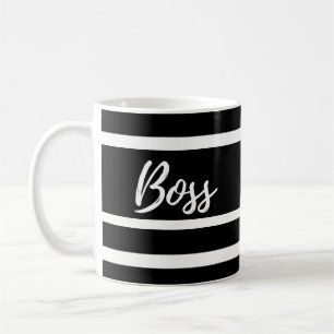 Café Taza de Boss, rayas blancos y negros