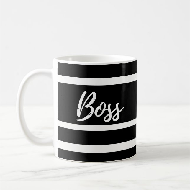 Café Taza de Boss, rayas blancos y negros (Izquierda)