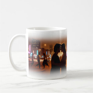 Café Taza de brillo de neón de amor y baile nocturno en